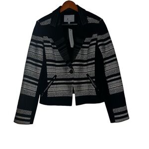 NWT Classiques Entier Women’s Sz L Black White Coat Jacket Blazer Long Sleeve